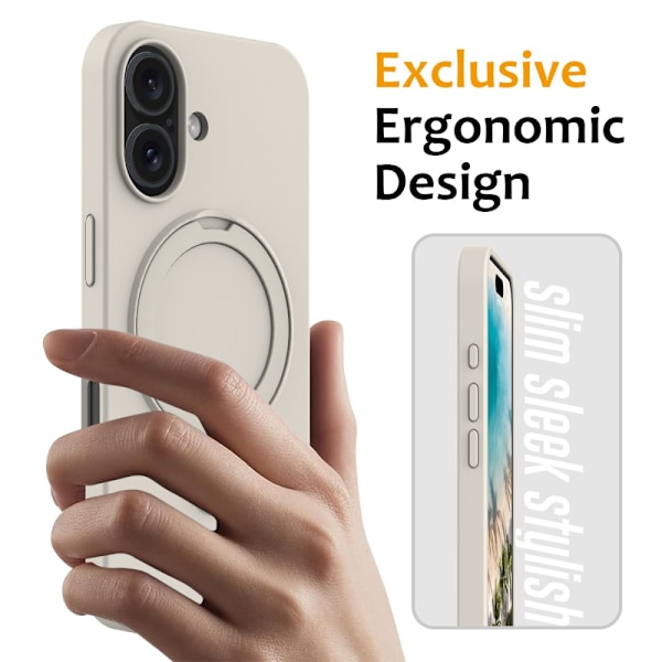 Silikonskal Kickstand MagSafe iPhone 16 Beige