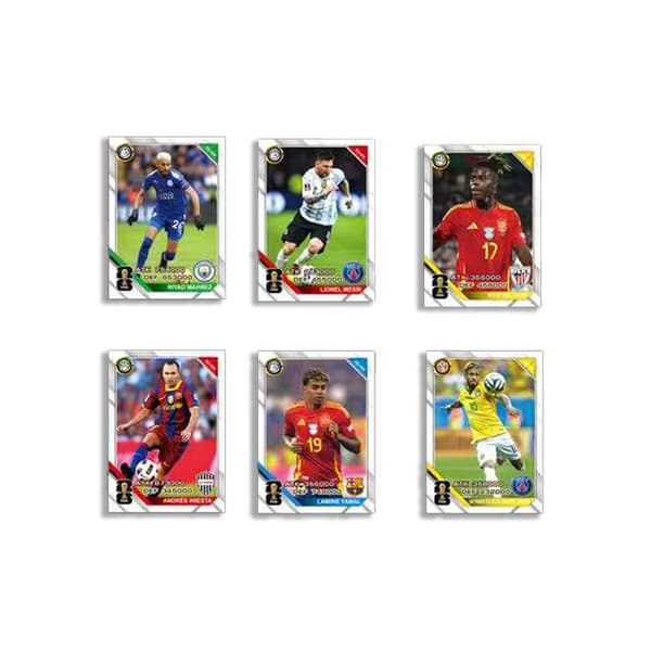 26 Fodboldstjernekort: VM-samlekort til brætspil og dueller – 9 Holo-kort + 1 Guldkort