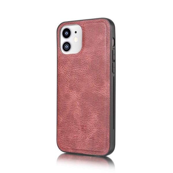 DG.MING iPhone 12 Mini Split Läder Plånboksfodral - Röd Röd