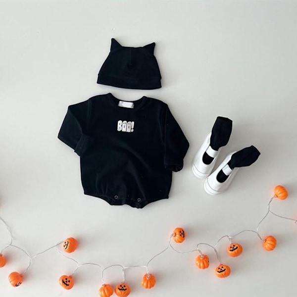 Halloween-kläder för nyfödda pojkar, Liten spökdräkt, Spädbarnsdräkt, Jumpsuit, Bodysuit med hatt