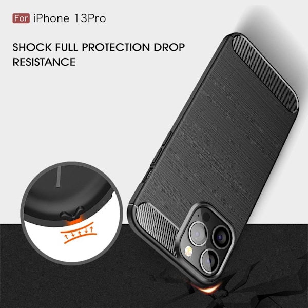 Carbon Fiber Texture Skal iPhone 13 Pro - Blå Blå