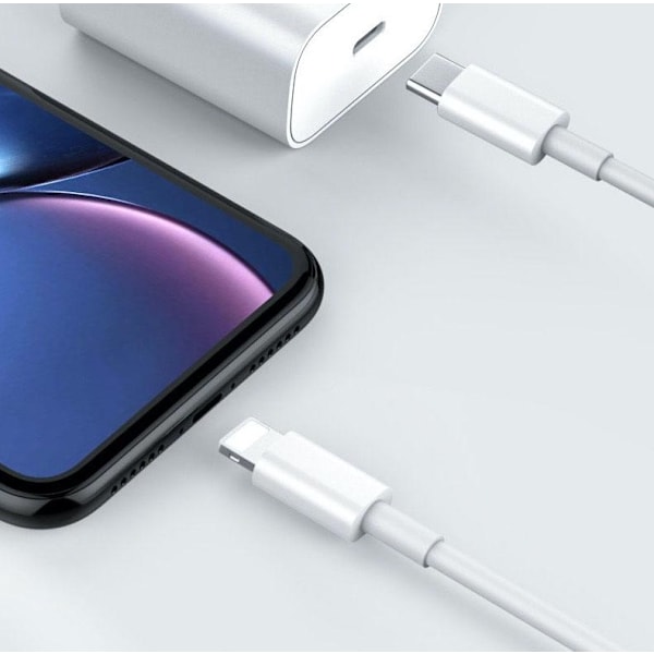 iPhone 13, 12, Lightning til USB C, kabel, hurtiglading, hvit