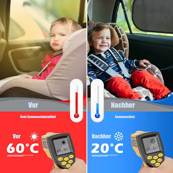 Solskydd för Bilfönster, Premiumkvalitet Smart Design Solskydd Sidoskydd, Universell Passform &amp; Lätt att Förvara (2 ST)