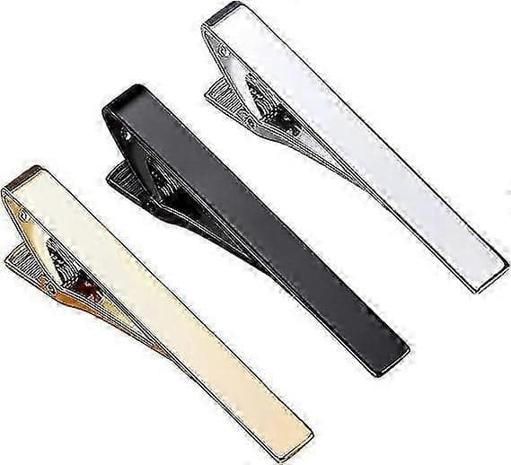 Slipsnålar för män, 3-pack klassiska slipsnålar silver guld svart slips slipsnål klämma lämplig för bröllopsdag affärer och dagligen 5,8 cm