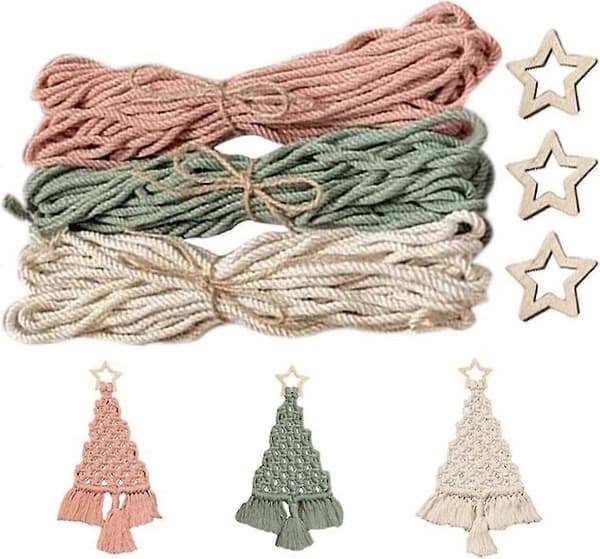 3 st julgransmakramé gör-det-själv-kit, handgjord makramévävd julgranspresent