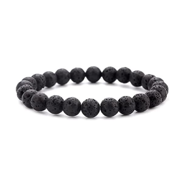 Hamoery 8mm Natursten Lava Diffuser Armbånd til Mænd og Kvinder