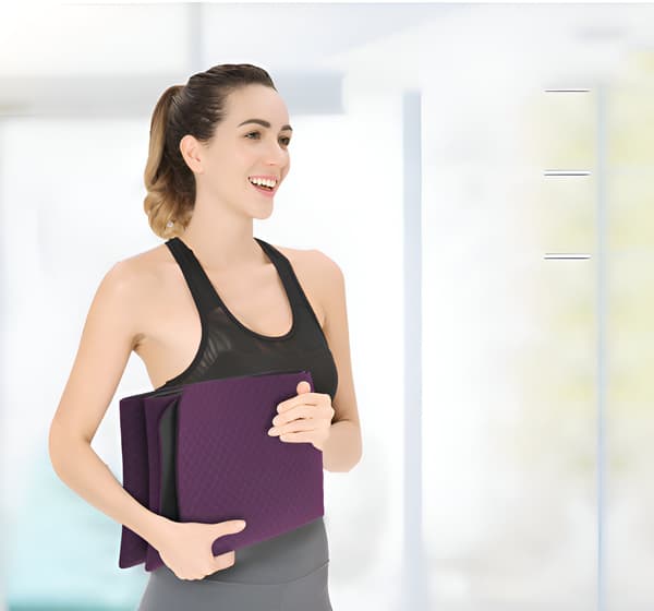 Rosa yogabolster, vikbar yogamatta
