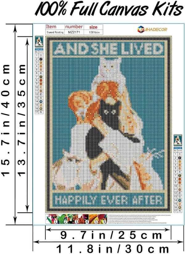 Katt plakat diamant kunstsett, 5D maling, full diamant med diamant