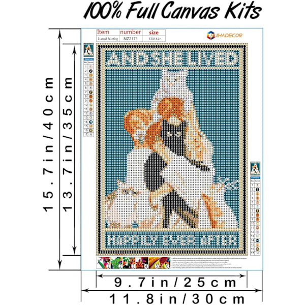 Kattposter diamantkonstkit, 5D-målning, full diamant med diamant