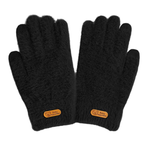 Touchscreen handsker til kvinder, vintervarme fleecehandsker, fortykkede minkforede helfingerhandsker med koreansk design, touchscreen-kompatible til black