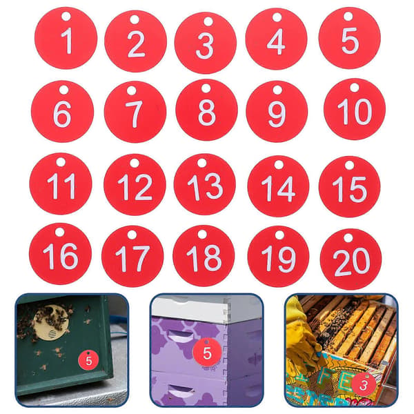 20 stk. bikubeklassifiseringsskilt, birøktboksetiketter, nummererte merker