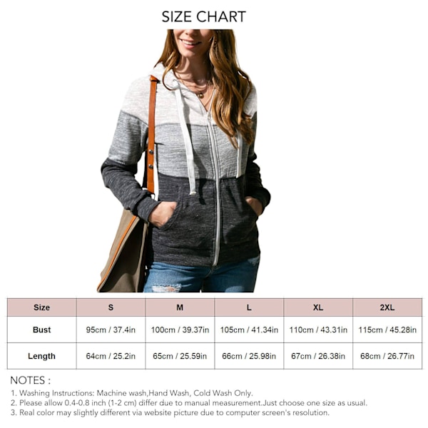Hooded Cardigan Dragkedja Färgblockering Rem Casual Bekväm Ytterkläder för Kvinnor Bild 3 XXL