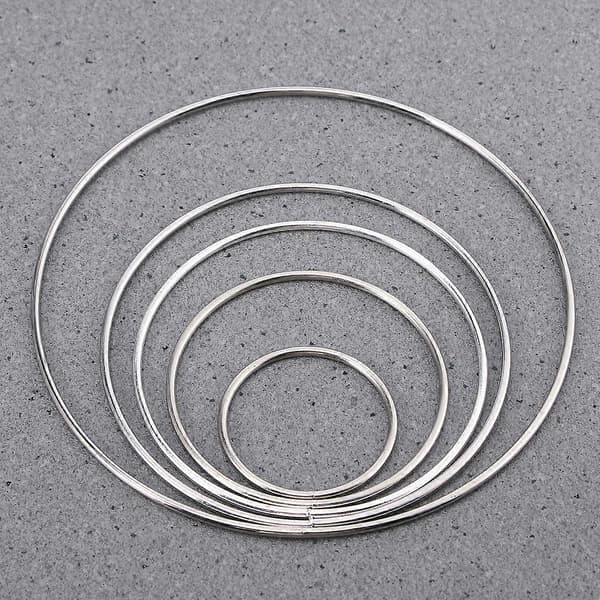 5 stk. Metal Drømmefanger Drømmefanger Ring Makrame Håndværk DIY Tilbehør (Sølv, 50mm, 80mm, 100mm, 120mm og 160mm)