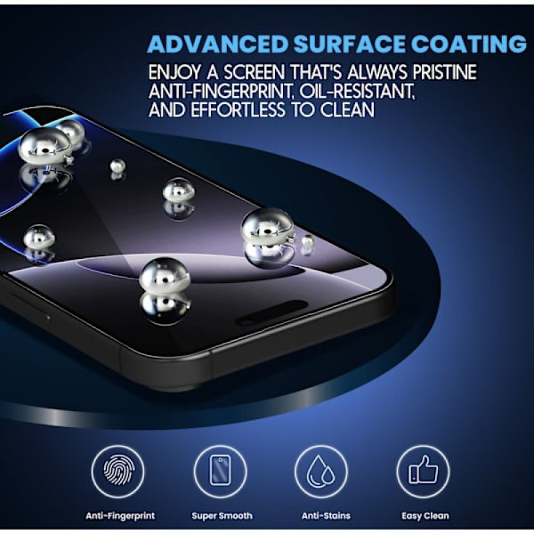 2-pack Skärmskydd för iPhone 16 Pro & 1-pack Linsskydd - Härdat Glas 9H - Superkvalitet 3D