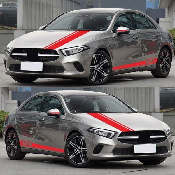 5 stk Bilsticker, Vinyl Karosseri Hætte Sticker Bil Racing Stripe Stic