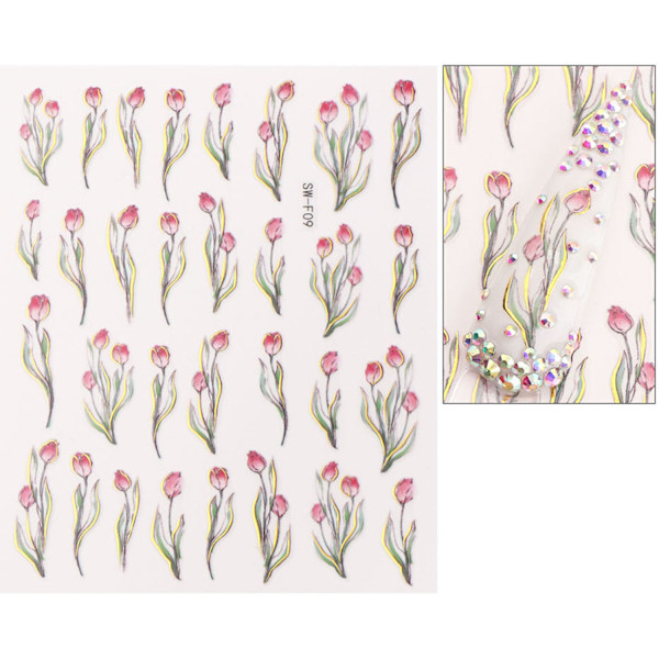 3 negleklistermærker forårsblomst