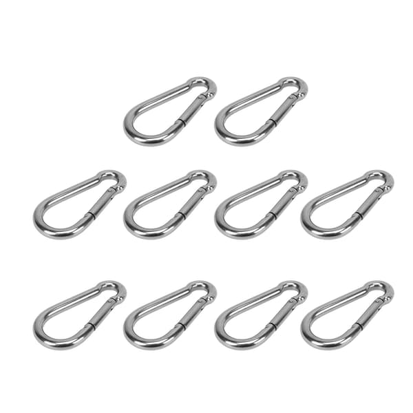 10 st Karabinhake Fjäder Snäppkrok Rostfritt Stål Säkerhetsspänne Lås för Vandring 11mm / 0.43in