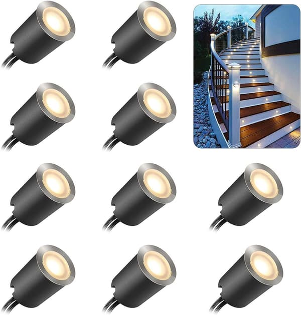 10-pack LED-inbyggd utebelysningsset med skyddande hölje 32m
