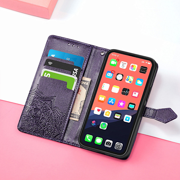 Plånboksfodral, Flip Case PU-läder Präglad Folio Magnetisk Stativskydd Kortfack för iPhone 14 Pro