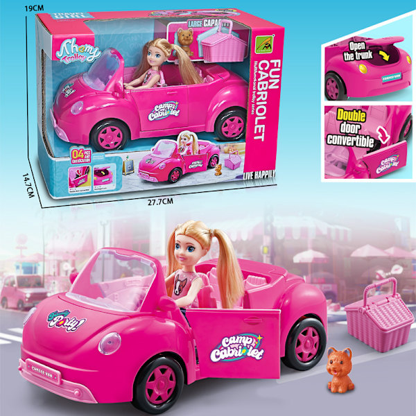 Pink Cabriolet Picnic Bil Dukkesæt