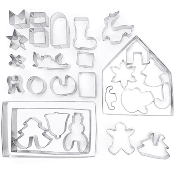 28-delad Pepparkakshus-utstickare Set 3D Pepparkakshus-utstickare Rostfritt Stål Utstickare