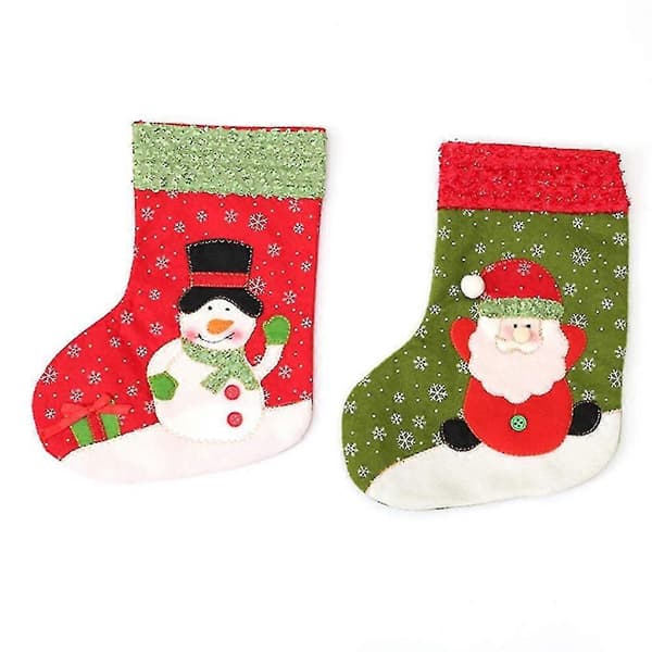 Julestrømper, store julestrømper dekorasjon 45 cm nisse snømann strømpe til hjemmedekorasjon sett med 2