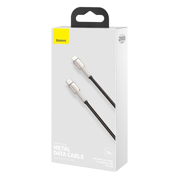 Baseus Cafule USB-C till Lightning datakabel, PD, 20W, 2m, svart