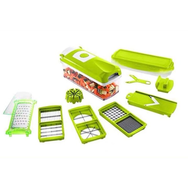 Genius Nicer Dicer Smart (12 st) i grönt - grönsaksskärare för kuber, pinnar, skivor, remsor och klyftor - salladsskärare mandolin