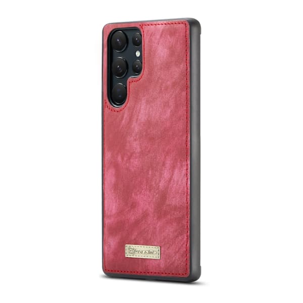 Multi-Slot, 2 i 1, Plånboksfodral, Galaxy S22 Ultra, Röd