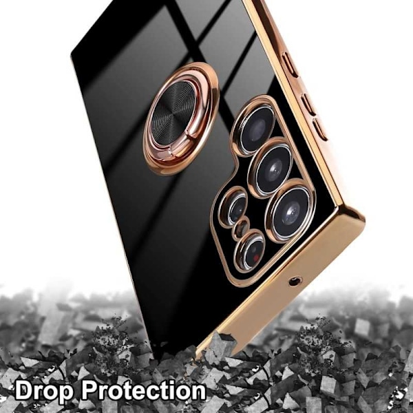 Samsung S24 Ultra Elegant & Stöttåligt Skal med Ringhållare Flawless - Svart