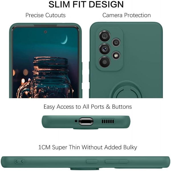 Samsung A33 5G Stöttåligt Skal med Ringhållare CamShield Grön
