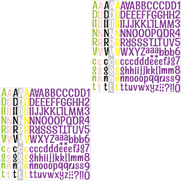 12 ark färgglada brevklistermärke, alfabetklistermärke Själv
