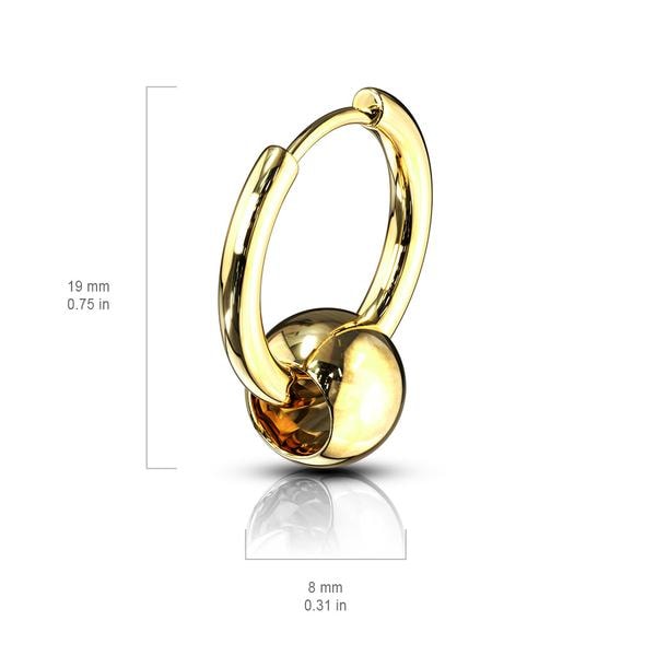 1Par 17 mm Hoops örhängen i IP 316L Kirurgiskt stål med kula 2 svart