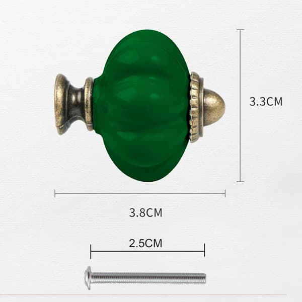 Set med 12 keramiska knoppar för lådor, mörkgrön (35 mm), dresse
