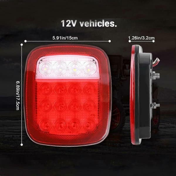2 stk. LED-baglygter bagbremselygter stop-baklys passer til Jeep Wrangler CJ 76-06