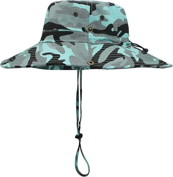 Unisex Sammenfoldelig Solhat med Bred Skygge Camouflage Sommerhat UPF 50+ A