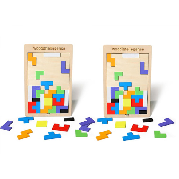 Set med 2 tangram logikspel i trä