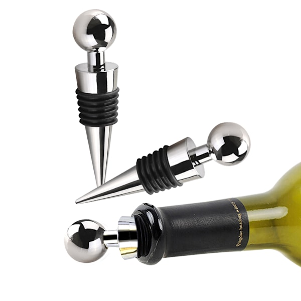 Återanvändbar Vinkork, 3 st Elegant Vinbevarare med Silikontätning för Vin, Champagne, Läsk, Öl, Lufttät Vinkork, Hållbar Och