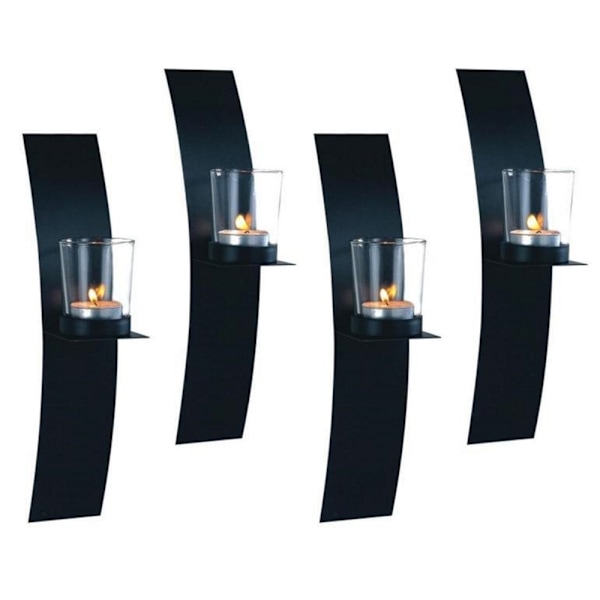 Lampett vägglykta bågljusstake 4-pack Svart