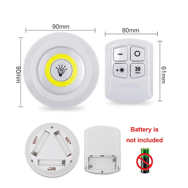 3-Pack LED Spotlights med fjärrkontroll batteridriven