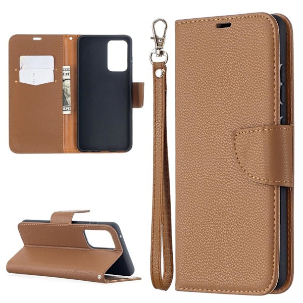 SKALO Samsung A52/A52s Premium Litchi Plånbok - Brun Brun