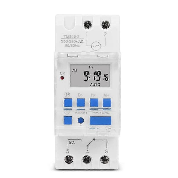 TM919A-2 Programmerbar Digital Tidsbryter Relé Timer Kontroll AC 220V 16A Din Skinne Montering