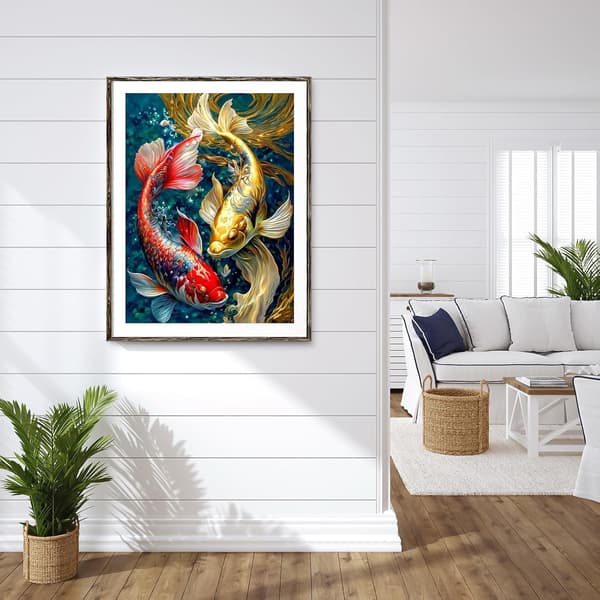30x40cm DIY Gullfisk Diamantkunstsett for voksne, Diamantmaling