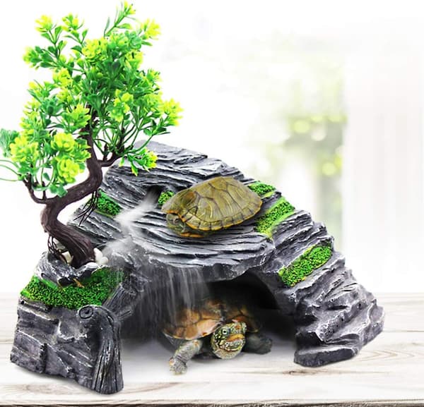 Reptilskjul Terrarium Gjemmested Skilpadderampe Plattform Habitat De