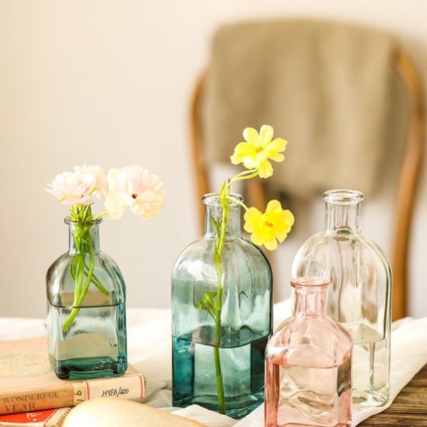 Glaskanna Vas, klar blomvas, dekorativ flaskvas för