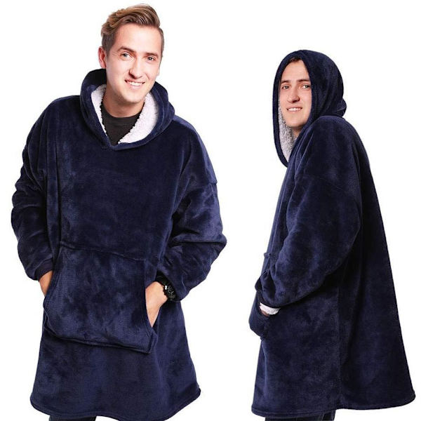 Snuggie Oversized Hoodie Filt med Luva Blå Blå