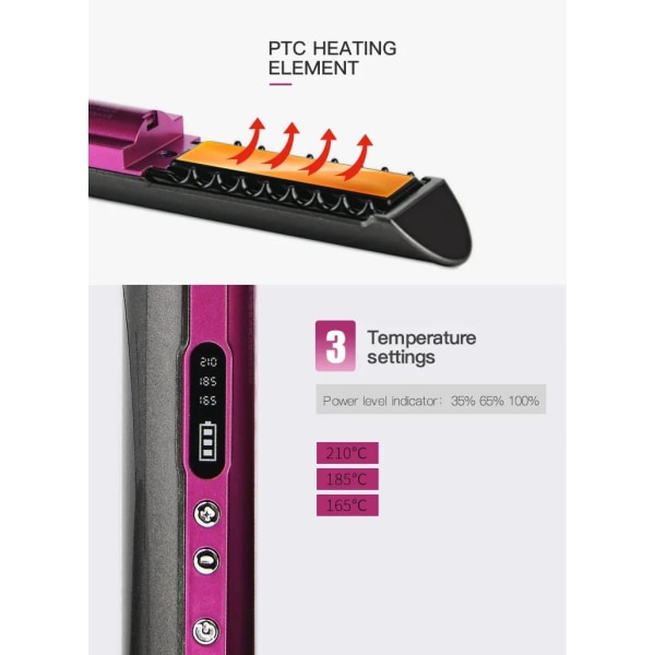 Plattång och Locktång Curler Keramisk med Tre temperaturer Multicolor