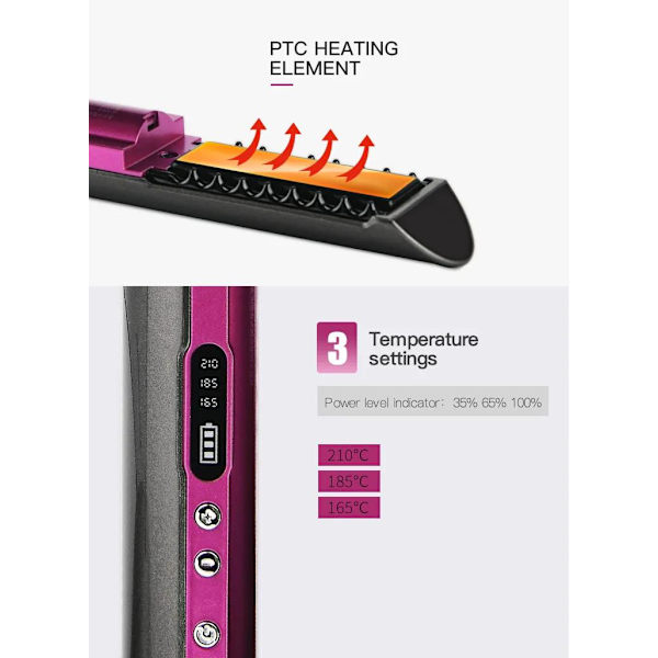 Plattång och Locktång Curler Keramisk med Tre temperaturer multifärg