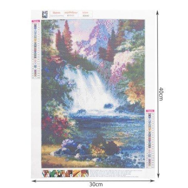 Diamond Painting 40x30 cm Vattenfall Natur Diamantmålning DIY Multicolor