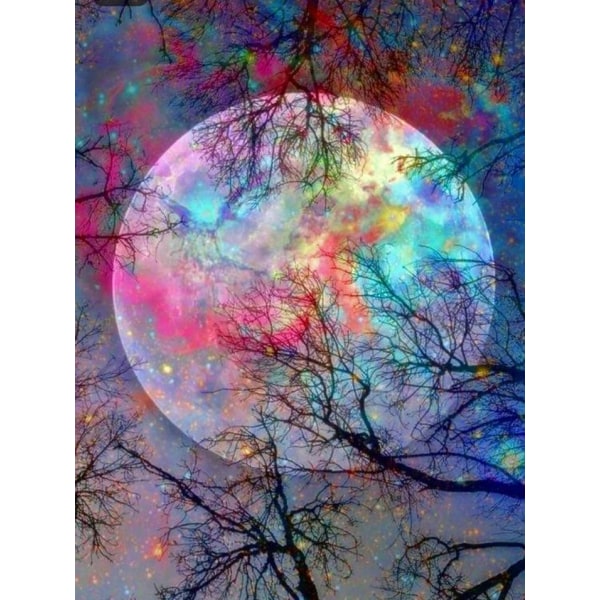 Diamantmaleri Firkantede perler 50x70 cm 5D DIY Moon Colorful Multicolor